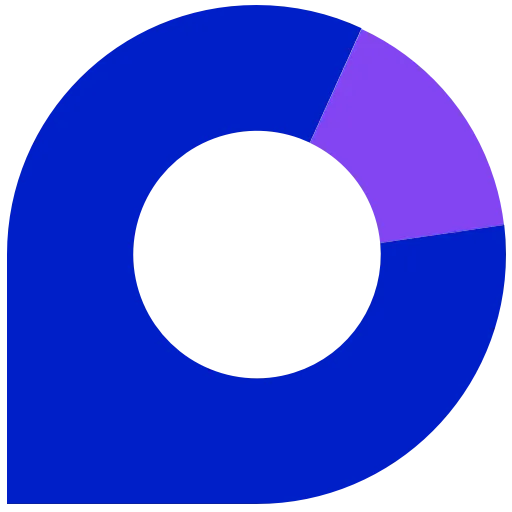 Een blauwe en paarse halfronde donutkaart illustreert het omscholing onder inwoners van Groningen, met een groot blauw gedeelte, een kleiner paars segment en een hol midden met de platte rand linksonder.